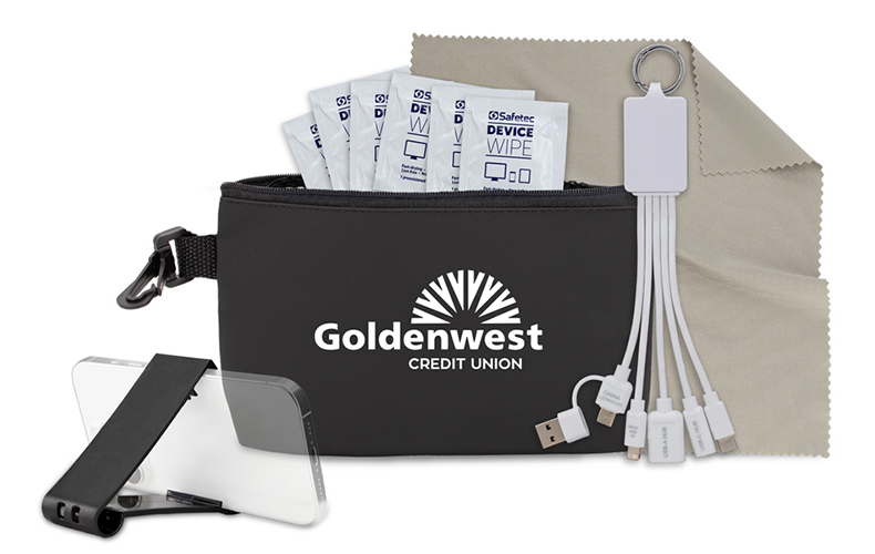 10 pcs Multi Charging Tech Kit in Black Mesh Zipper Pouch